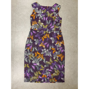 Ellen Tracy Butterfly Business Dress Women's size 10 M Purple Orange Bodycon